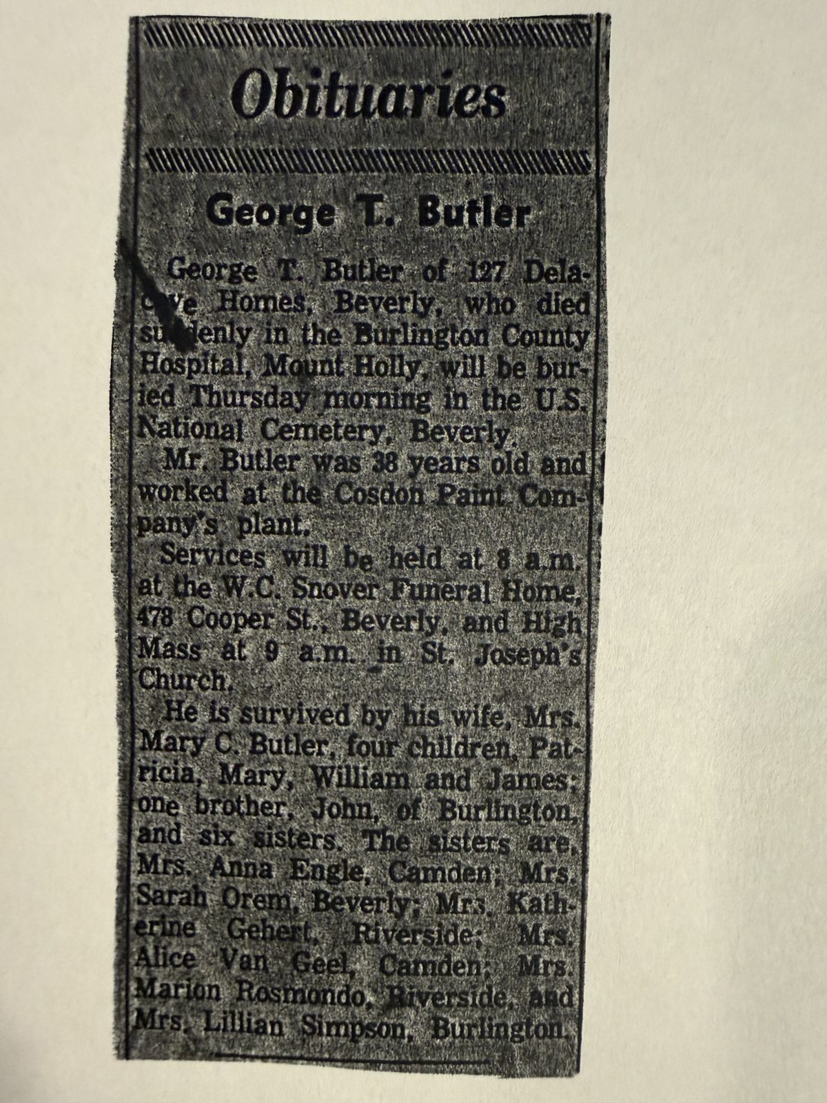 George's obituary