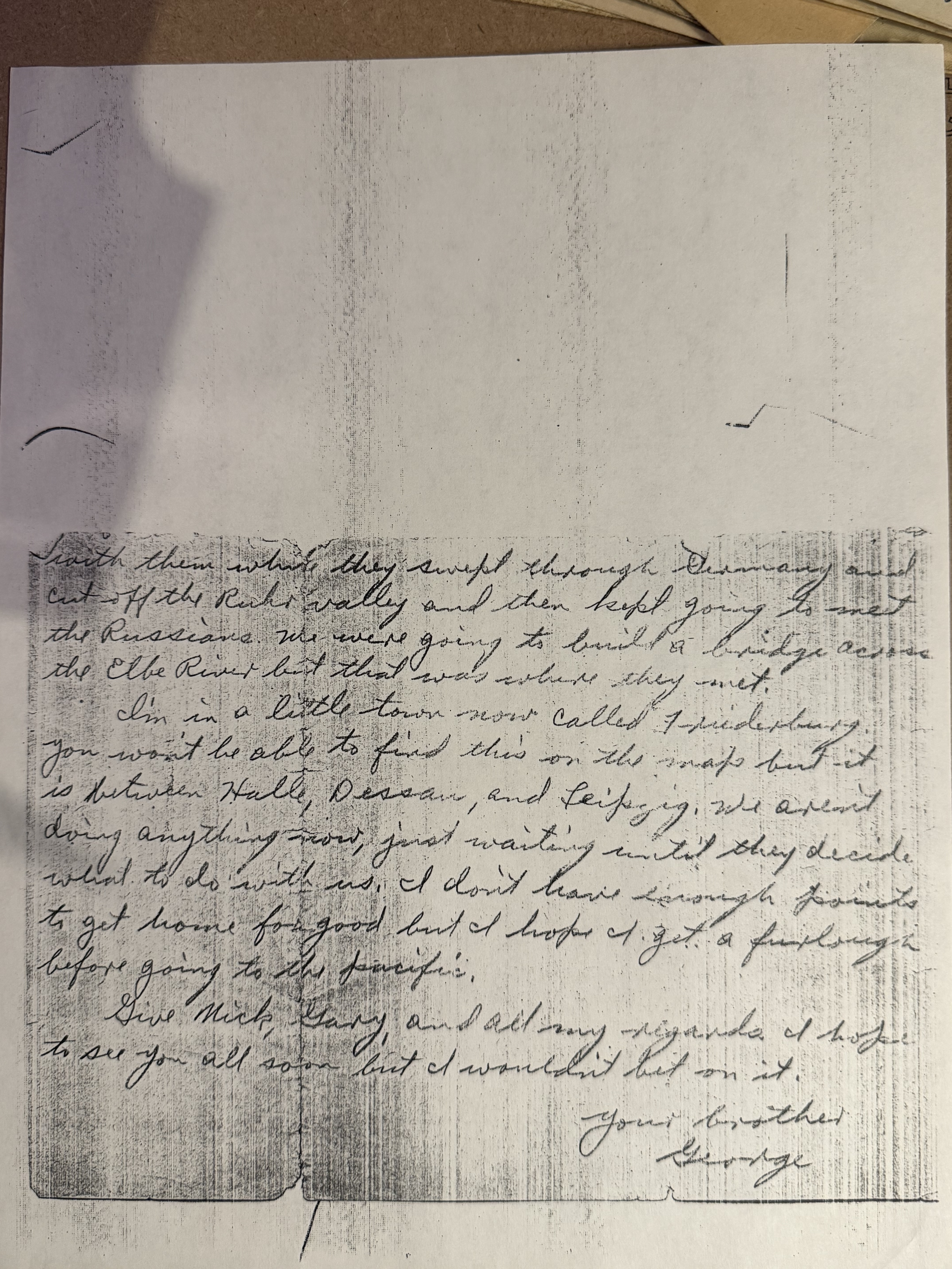 Photocopy of the final handwritten page